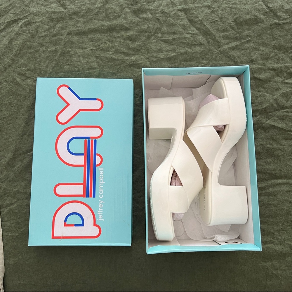 SOLD Anthropologie Jeffrey Campbell white platform sandals